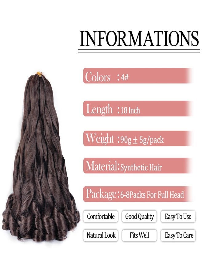 Luoyudu French Curl Braiding Hair 18 Inch Soft Bouncy Braiding Hair Pre Stretched Loose Wave 90g/pack Yaki Crochet Hair for Black Women Hair Extensions for Braids (18 inch 6 packs, 4#) - Image 2